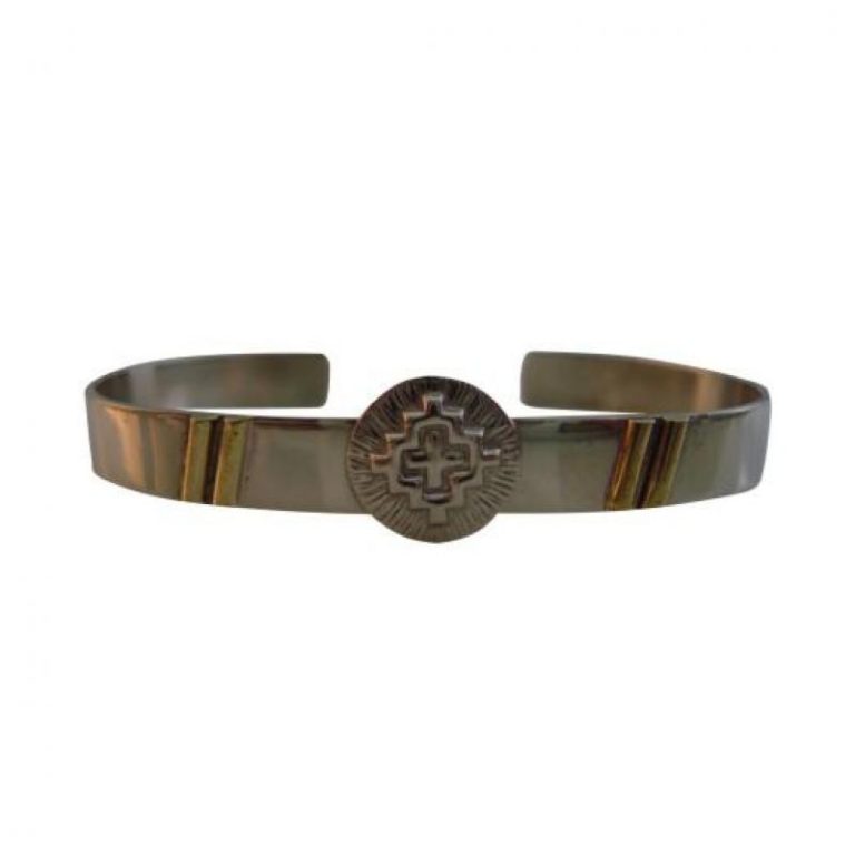 Pulsera De Alpaca Y Bronce Con Dije