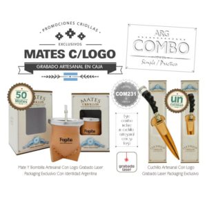 Combo 50 Mates Grabados CBombillaCaja  Un Cuchillo De Regalo