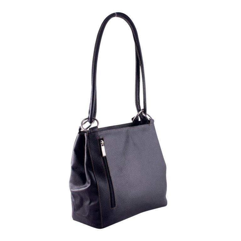 Cartera en Cuero Con Cierre Lateral y Manija Larga