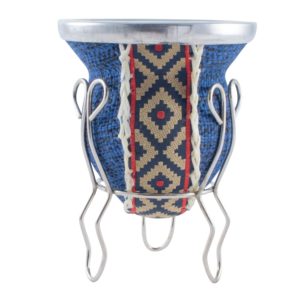 Mate De Vidrio Forrado Con Arpillera y Guarda pampa Con Posa De Metal