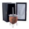 Mate De Vuelo De Calabaza Recubierto en Cuero Vaqueta (MAT696) Bombilla Acero Inox Chata (BOM230) Con Caja Fina