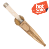 Cuchillo Trenzado Fino y Alpaca 14Cm Acero Inox Vaina Cuero Crudo BLANCO