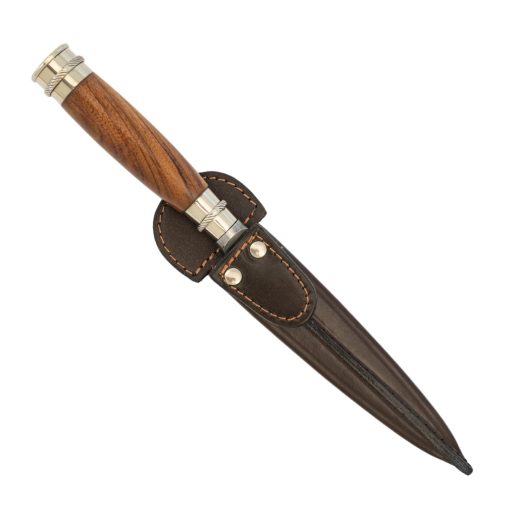 Cuchillo Madera Y Alpaca 2 Virolas Soaje Pampeana Vaina De Cuero Vaqueta