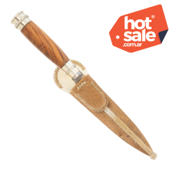 Cuchillo Madera Y Alpaca 2 Virolas Soaje Pampeana Vaina De Cuero Crudo Fina