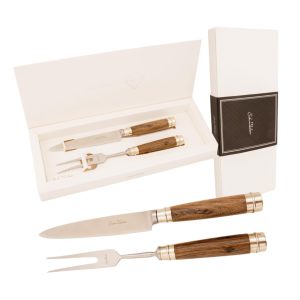 Juego De Cubierto Individual En Madera Y Alpaca 2 Virolas Linea Fina En Cajas Laminado Estilo CAMINO REAL