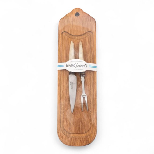 Kit De Tabla Picada Y Juego Cuchillo Tenedor 8 Cm Gauchasado