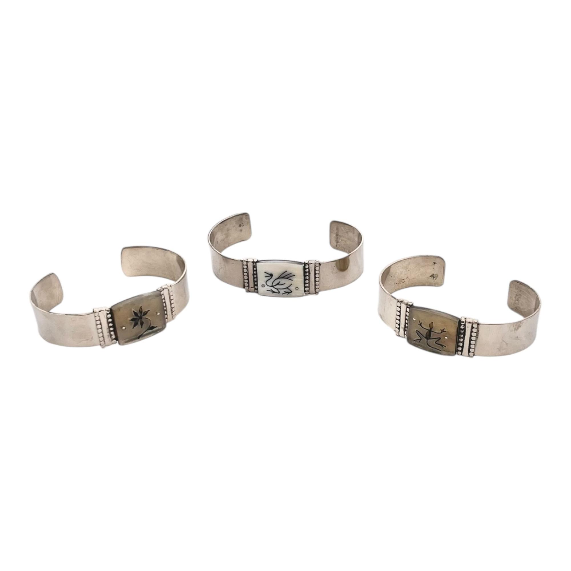 Pulsera Ancha De Alpaca Calada En Asta - Imagen 3