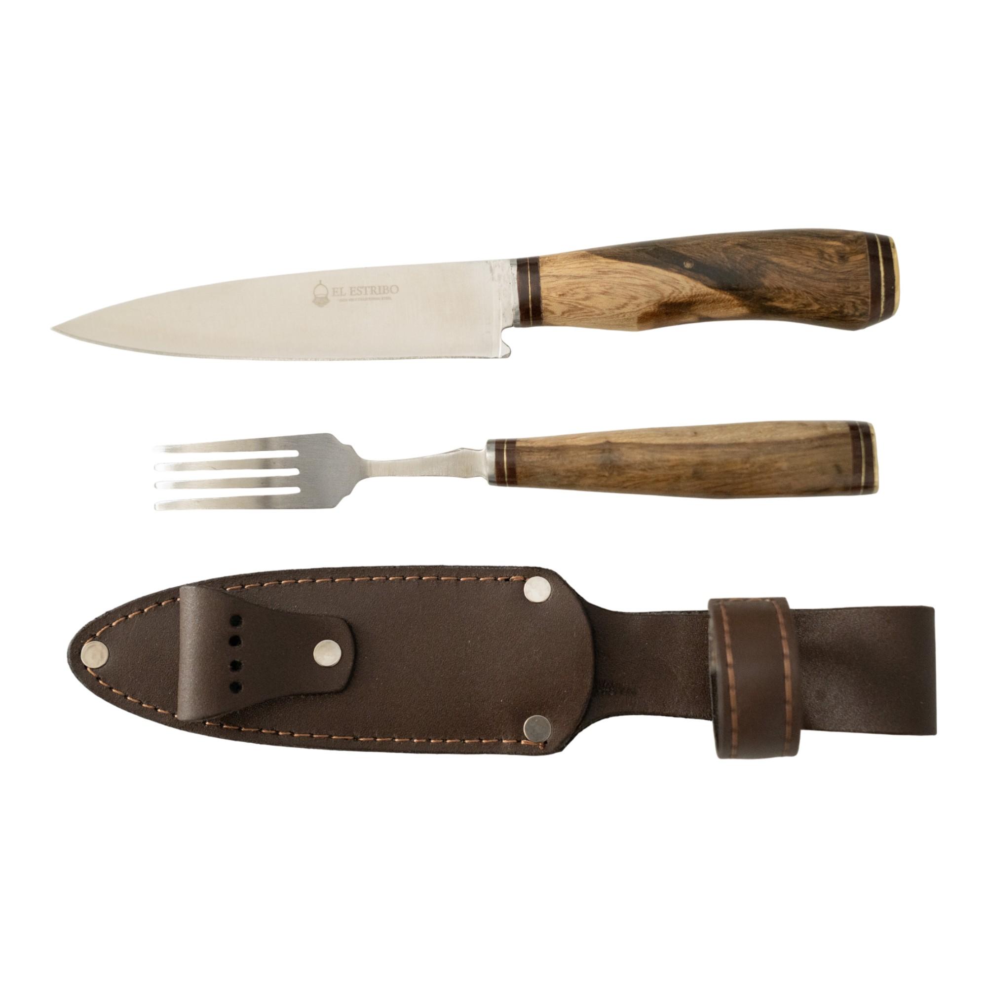 Juego Tenedor y Cuchillo EL ESTRIBO en vaina de cuero - Imagen 4
