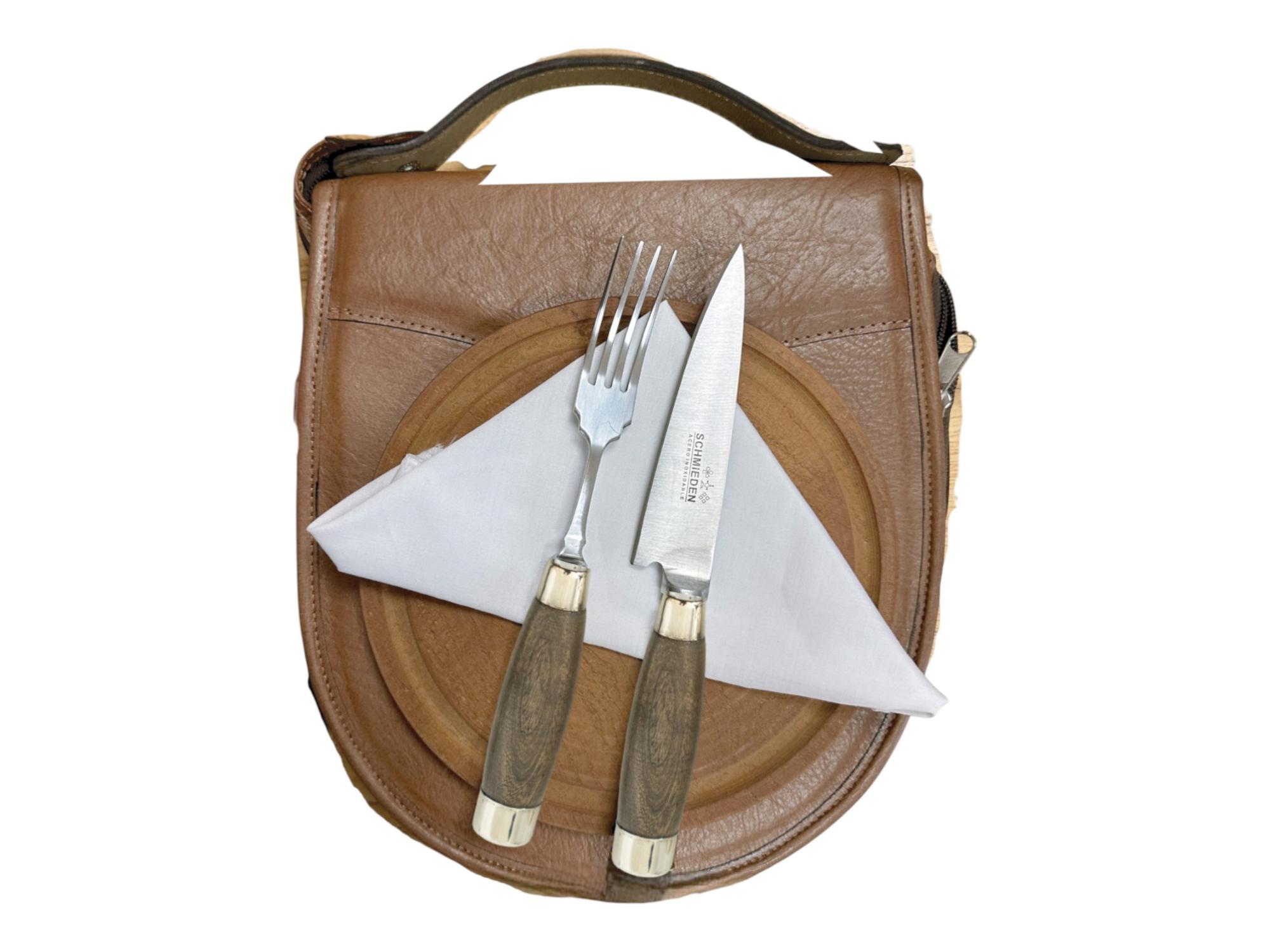 Juego de PicNic Individual SCHMIEDEN con Estuche de Cuero Premium