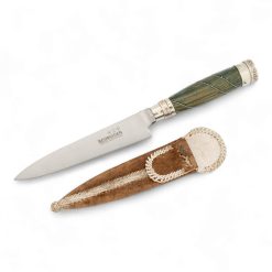 Alternative view of Cuchillo Hoja Acero Inox. Schmieden 14 Cm Encabado En Madera Palo Santo Con Copas y Alambre Doble En Alpaca y Vaina De Cuero Crudo