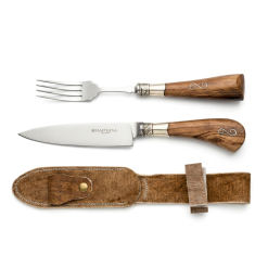 Alternative view of Juego De Cubierto Individual Fino Cuchillo Y Tenedor Madera Puntera De Alpaca Con Inserto Fino PAMPEANA