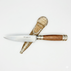 Alternative view of Cuchillo Madera Y Alpaca 2 Virolas Soaje Pampeana, Vaina De Cuero Crudo Fina