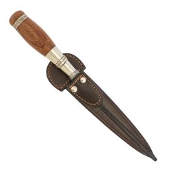 Cuchillo Madera Y Alpaca Virola Larga Pampeana, Vaina De Cuero Vaqueta - Imagen 3