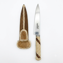Cuchillo Trenzado Común 14Cm Acero Inox Vaina Cuero Crudo Común - Imagen 3
