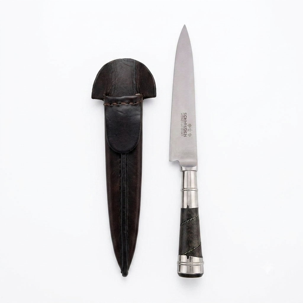 Cuchillo Madera y Alpaca 14 Cm Acero Inox Vaina Vaqueta Cocida - Imagen 2