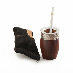 Set De Mates Bombilla Y Yerbera De Cuero - Imagen 4