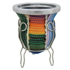 Mate De Vidrio Forrado Con Aguayo y Posa De Metal - Imagen 3