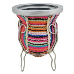 Mate De Vidrio Forrado Con Aguayo y Posa De Metal - Imagen 4