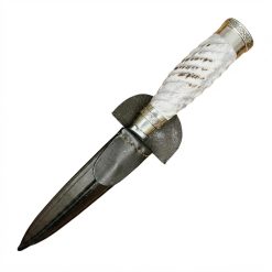 Cuchillo Encabado En Ciervo Galloneada Con Alpaca y Vaina De Cuero Vaqueta