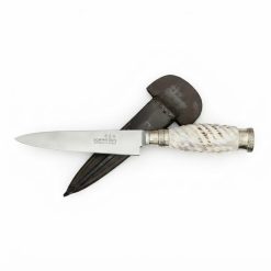 Cuchillo Encabado En Ciervo Galloneada Con Alpaca y Vaina De Cuero Vaqueta - Imagen 3