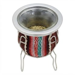 Mate De Vidrio Forrado Con Arpillera y Guarda pampa Con Posa De Metal - Imagen 4