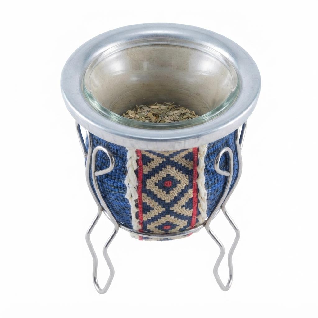 Mate De Vidrio Forrado Con Arpillera y Guarda pampa Con Posa De Metal - Imagen 2