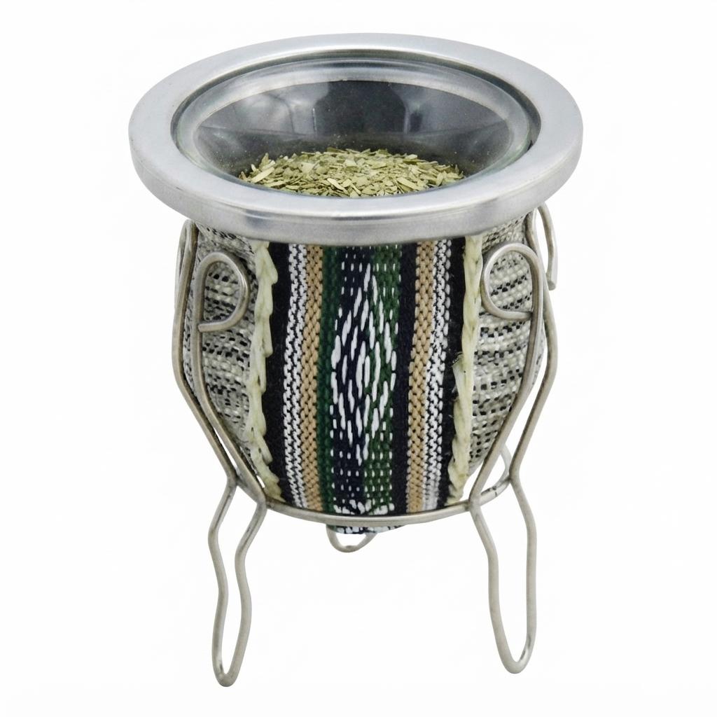 Mate De Vidrio Forrado Con Arpillera y Guarda pampa Con Posa De Metal - Imagen 8