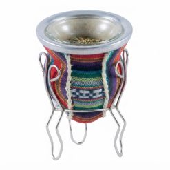 Alternative view of Mate De Vidrio Forrado Con Aguayo y Posa De Metal