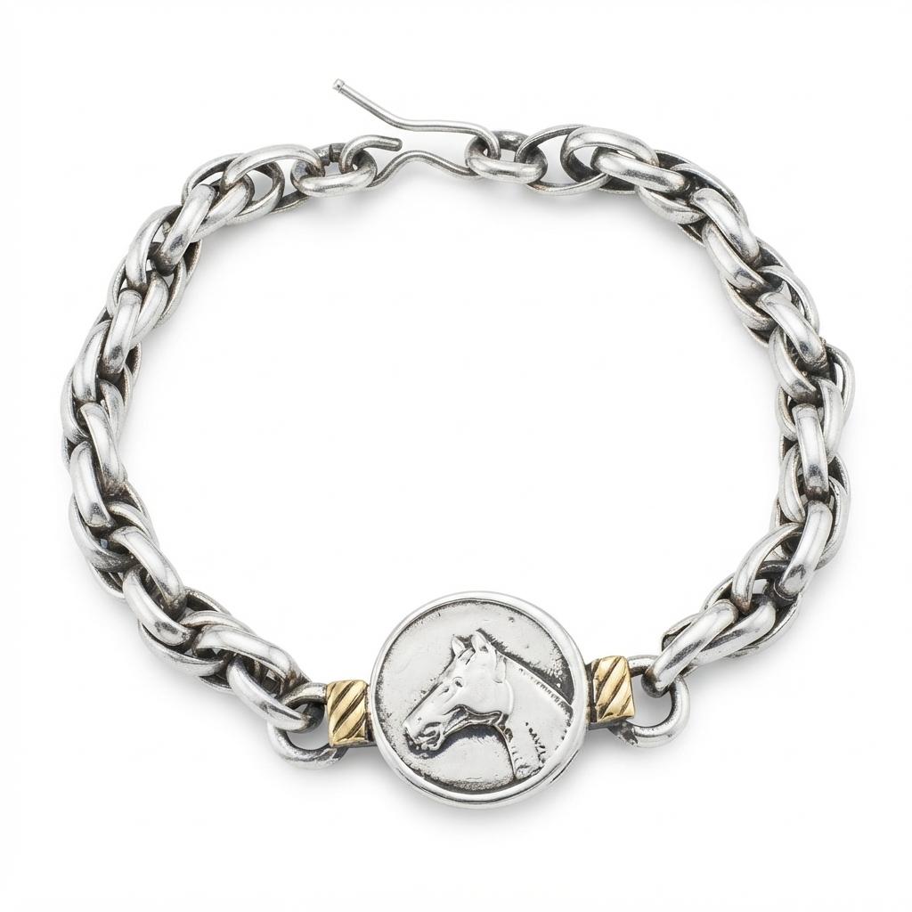 Pulsera De Alpaca Trenzada Con Dije
