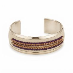 Alternative view of Pulsera Angosta De Alpaca Y Cuero Crudo Con Doble Tira