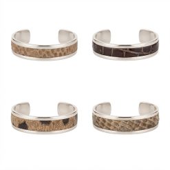 Pulsera Delgada Fina De Alpaca y Cuero - Imagen 3