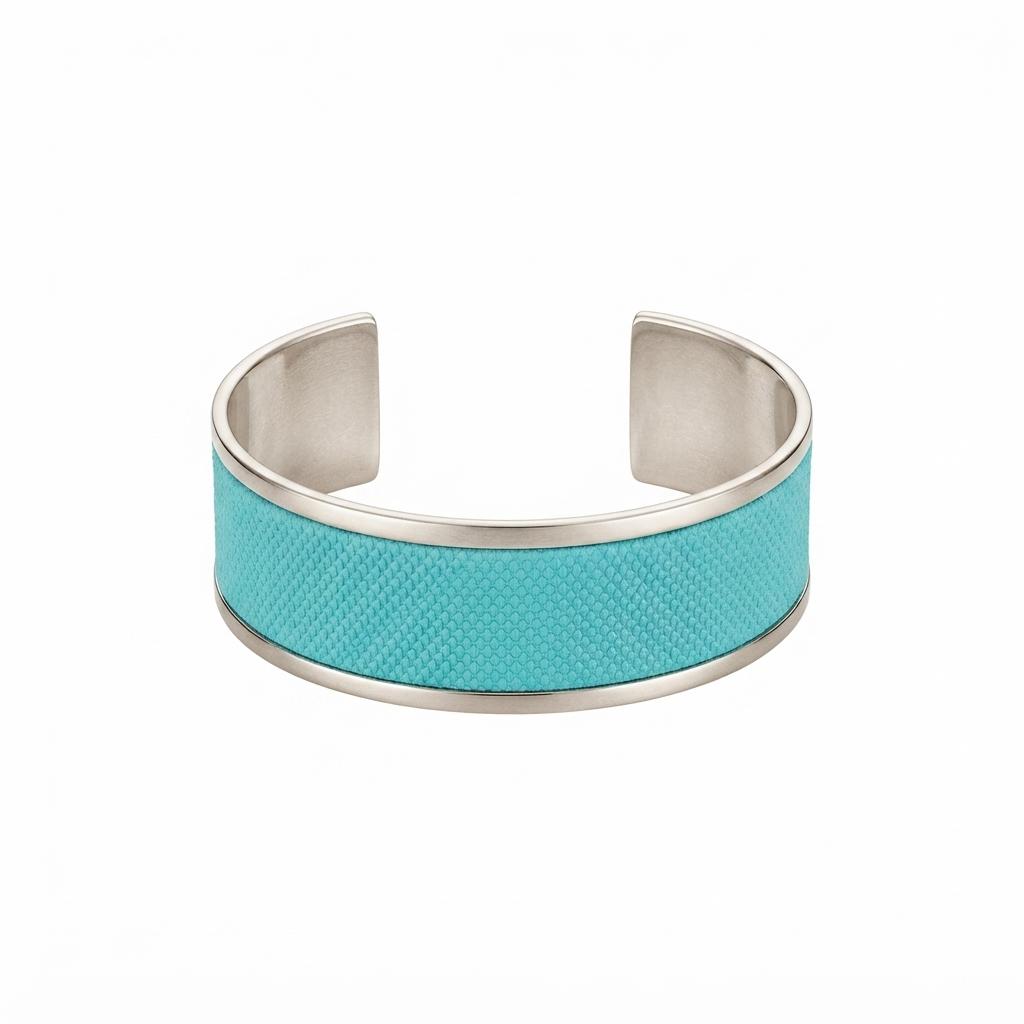 Pulsera Angosta Fina De Alpaca y Cuero - Imagen 2