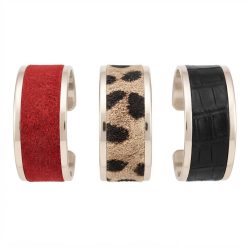 Pulsera Ancha Fina De Alpaca y Cuero - Imagen 4