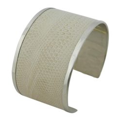 Pulsera Ancha Fina De Alpaca y Cuero - Imagen 5
