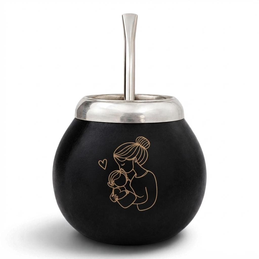 Mate Porito Con Virola Bombilla Y Grabado En Caja - Imagen 2