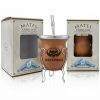 Mate De Calabaza Forrado Vaqueta Bombilla Acero Inox Plana Grabado C/Caja