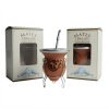 Mate De Calabaza Bocon Con Virola Bombilla Acero Inox Grabado C/Caja